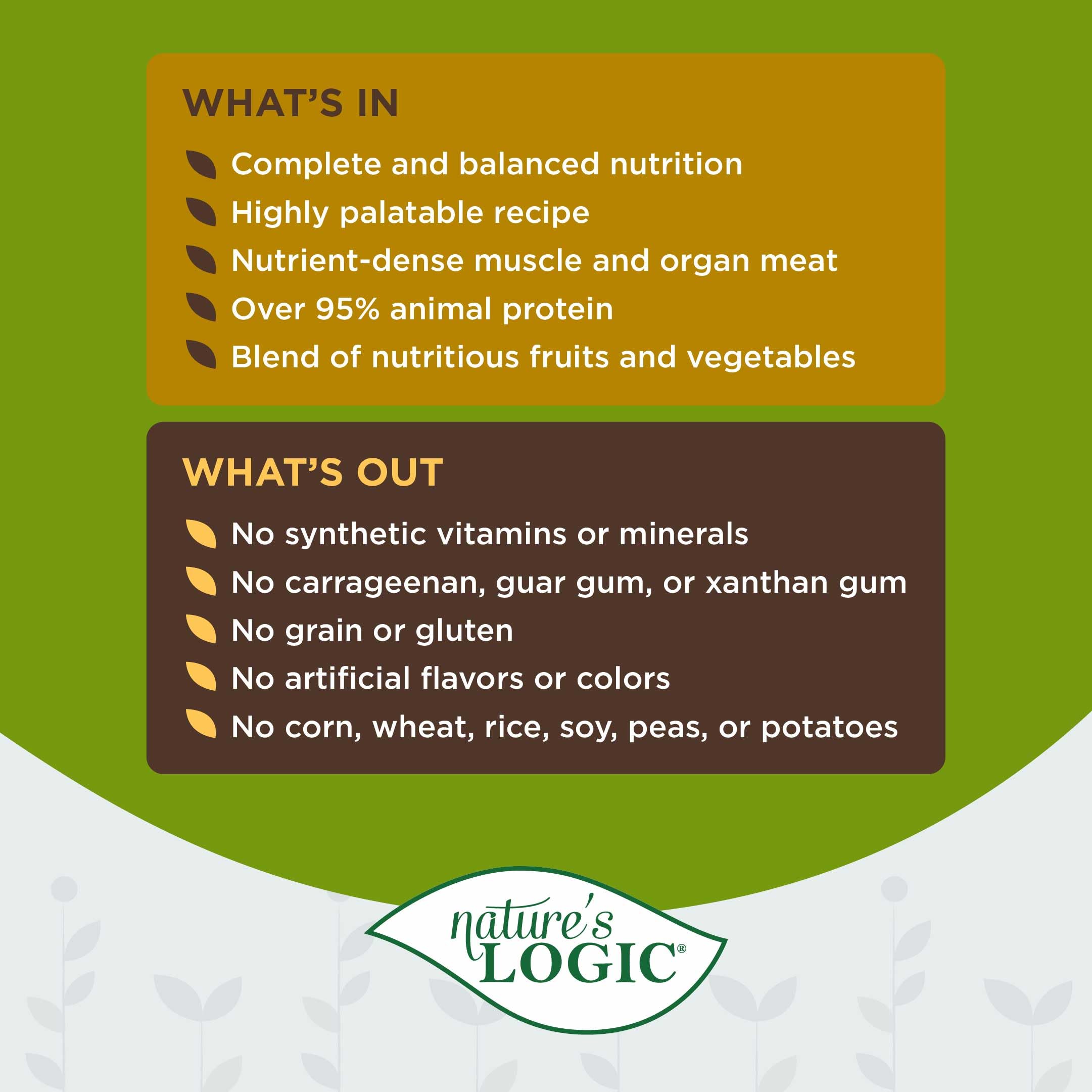 Nature's Logic servi à température ambiante pour une dégustation optimale.