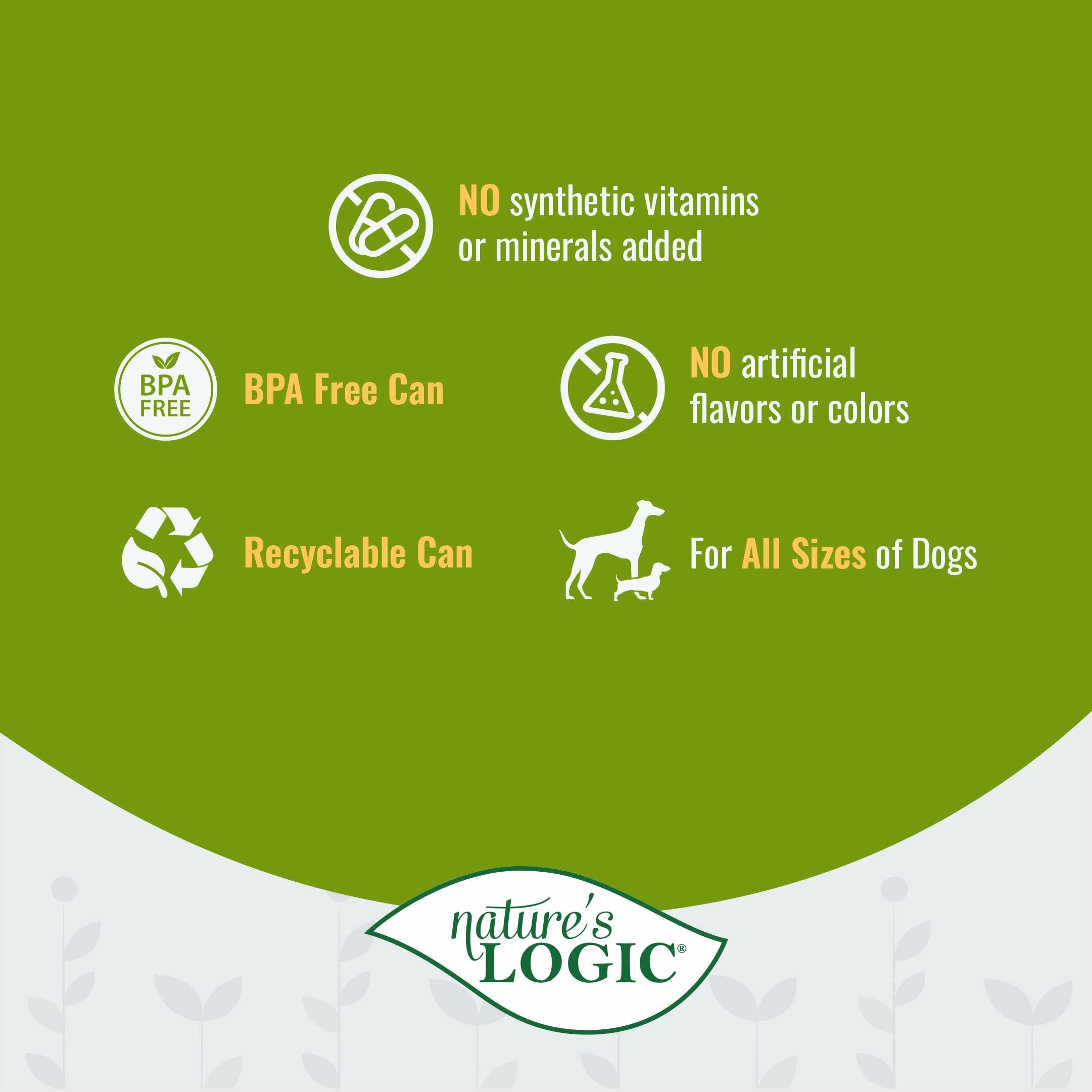 Nature's Logic sans céréales et sans allergènes courants en pâtée humide.