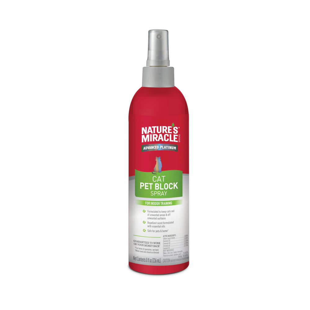 Bouteille Nature's Miracle Advanced Platinum Chat Block Spray, répulsif pratique pour zones à éviter