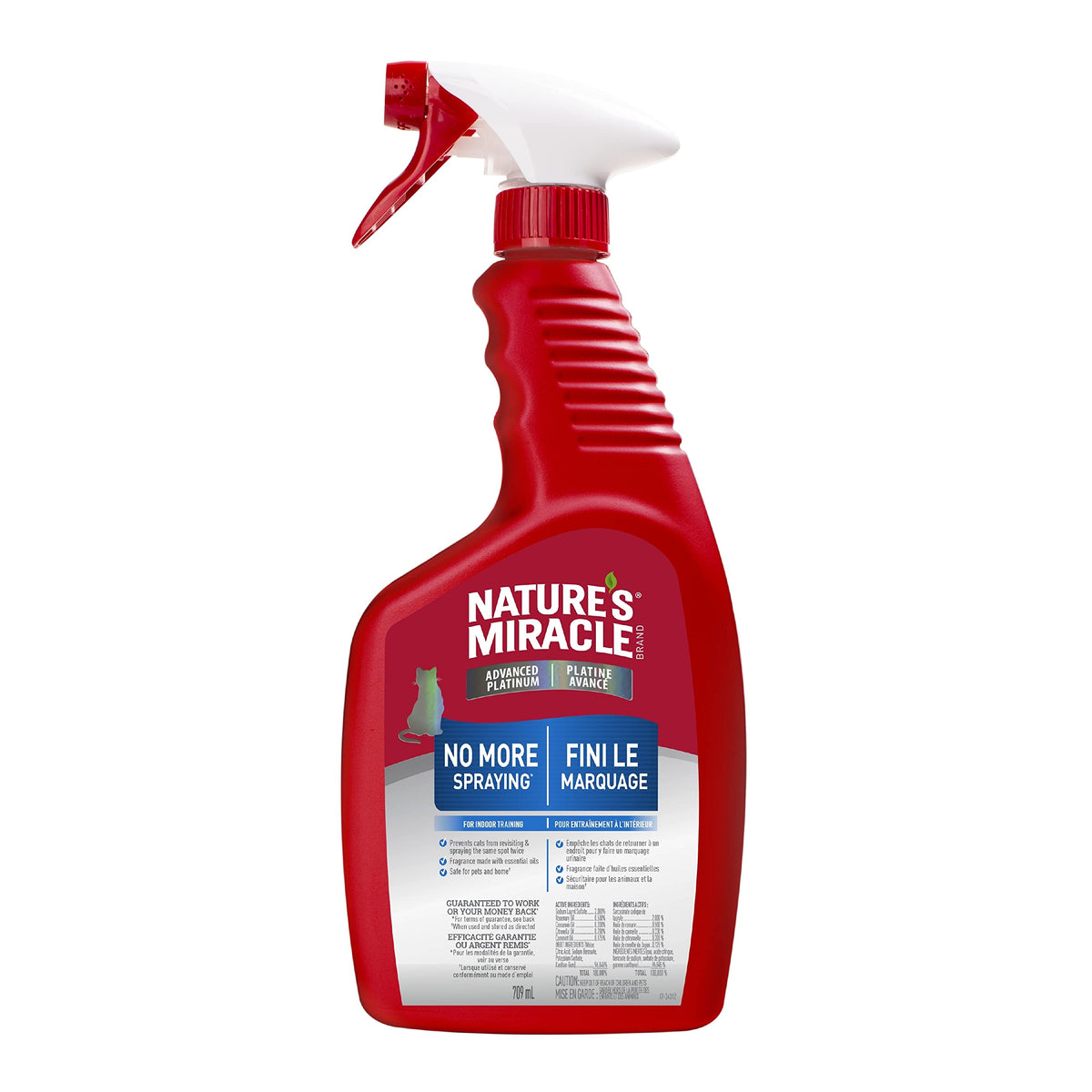 Nature's Miracle Advanced Platinum No More Spraying — flacon répulsif prévenant le marquage sur les surfaces domestiques.