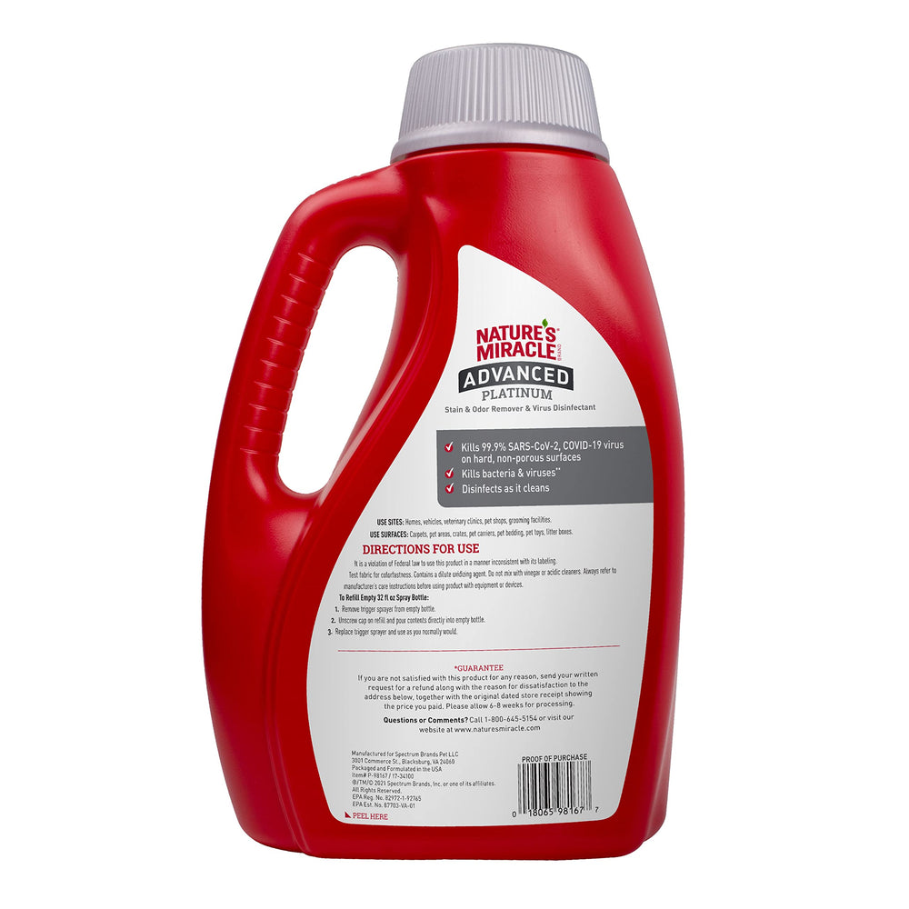 Spray Nature's Miracle Advanced Platinum sur tapis et textiles