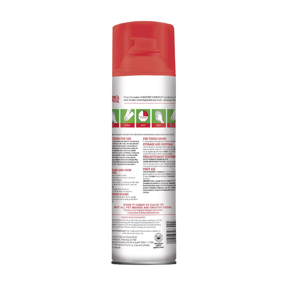 Nature's Miracle Aérosol Mousse Chiens — application facile sur les taches