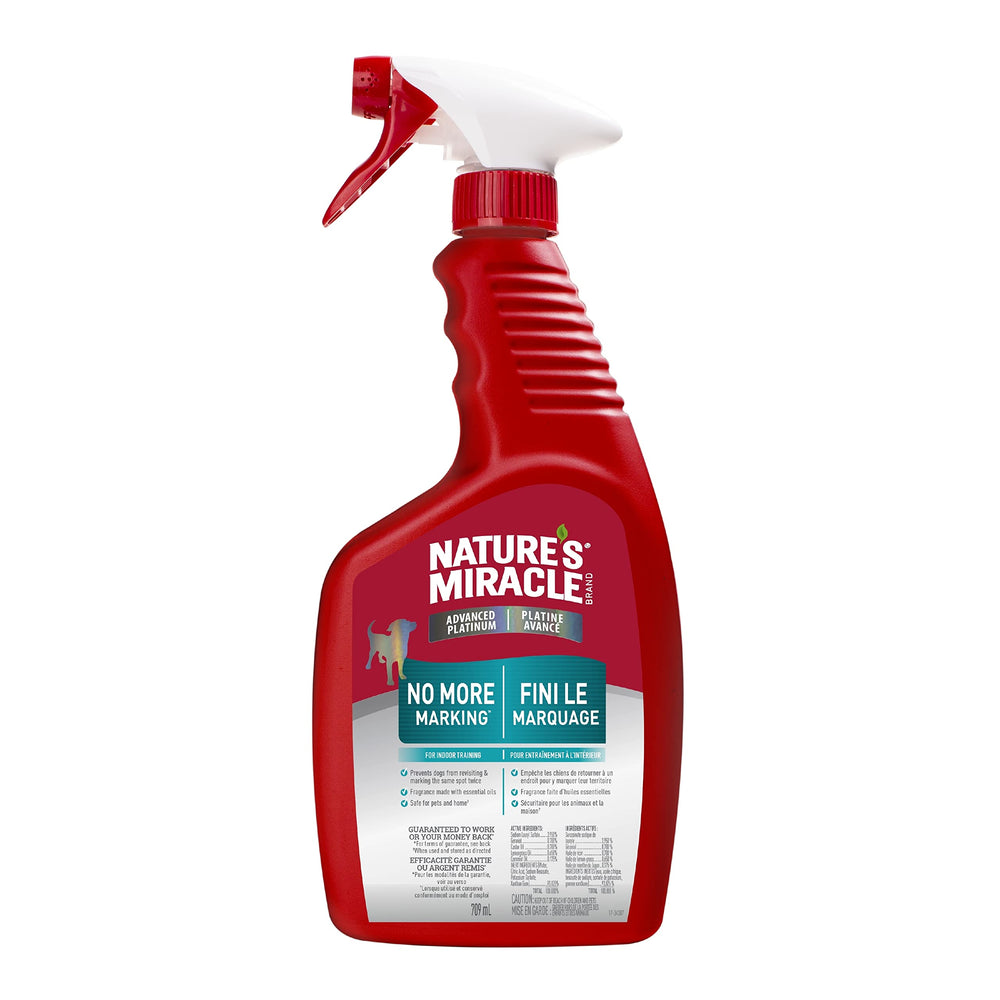 Nature's Miracle Avancé Platinum – bouteille et spray pour dissuader le retour.