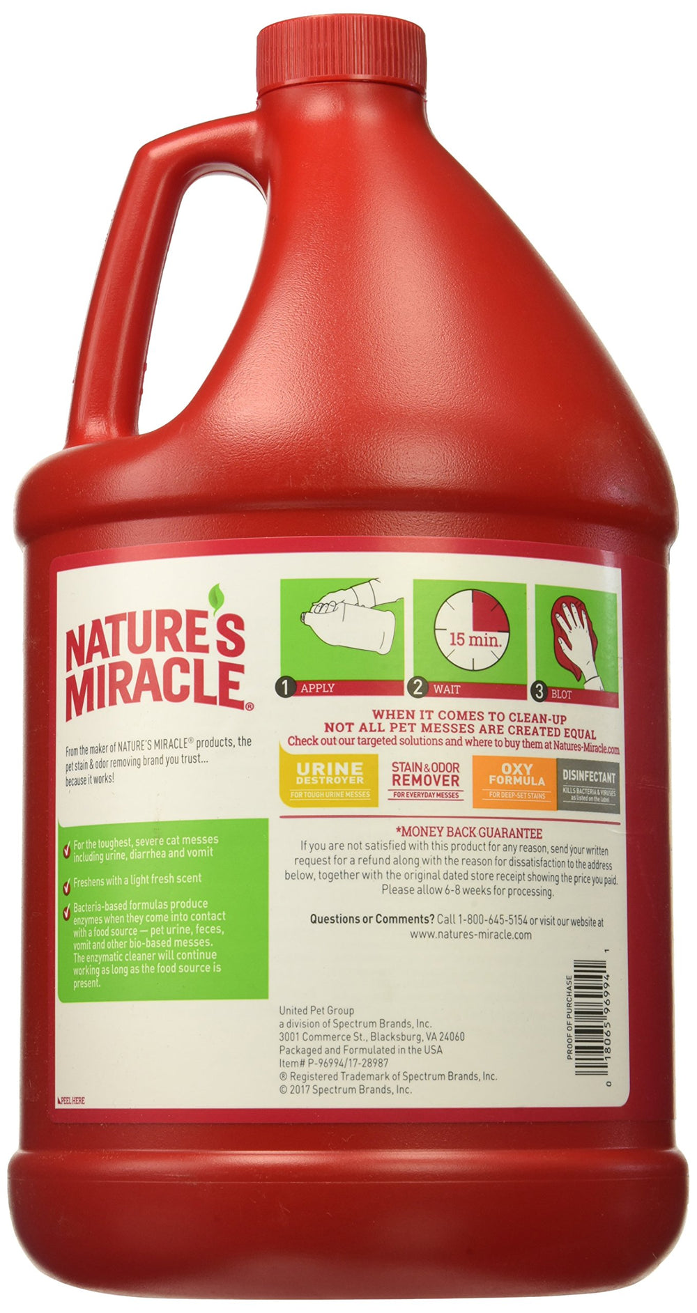 Nature’s Miracle Avancé Éliminateur Tapis nettoyé sans résidu et odeur neutralisée