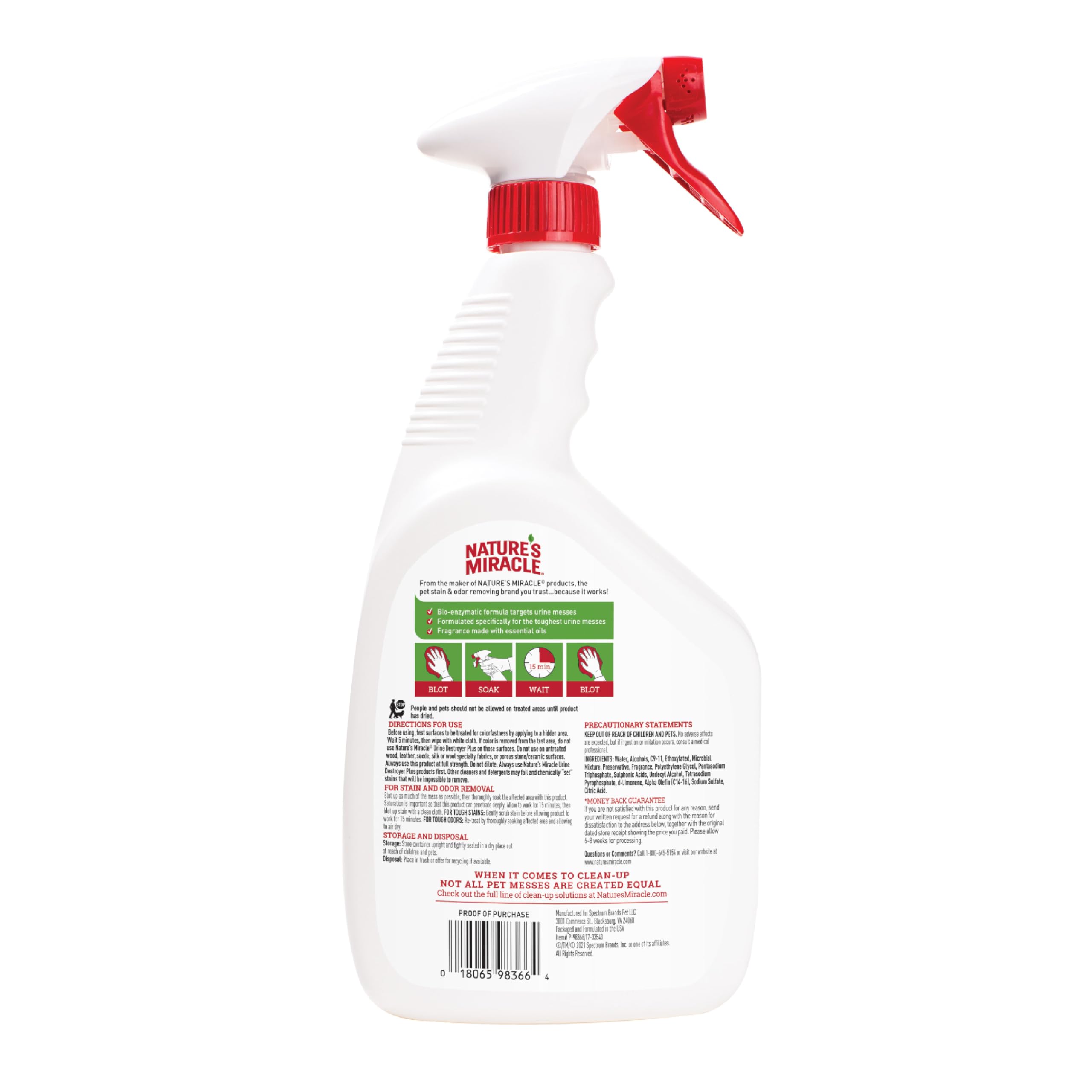 Nature’s Miracle Urine Destroyer Plus – action enzymatique sur taches d’urine de chien.