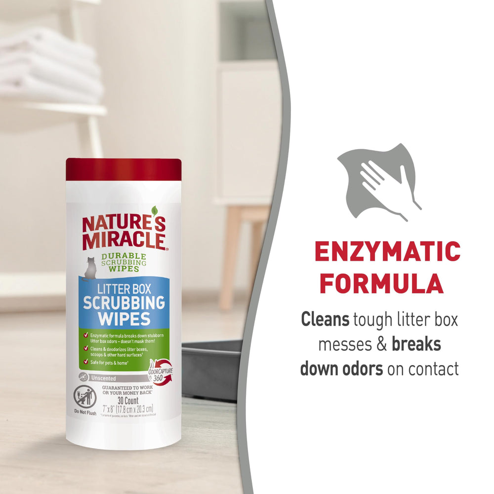 Ensemble Nature’s Miracle 30 lingettes humides pratique.
