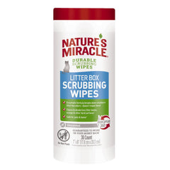 Lingettes Nature’s Miracle pour nettoyage rapide du bac à litière et réduction des odeurs.
