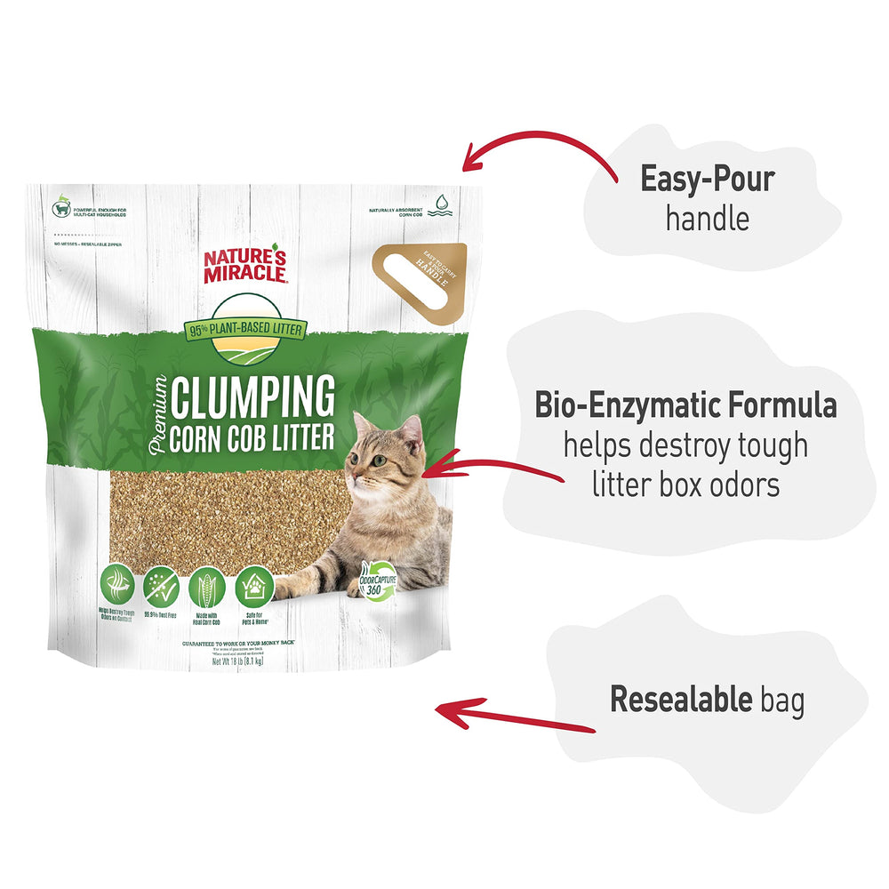 Nature's Miracle Premium Litière maïs — fermeture zippée pratique.