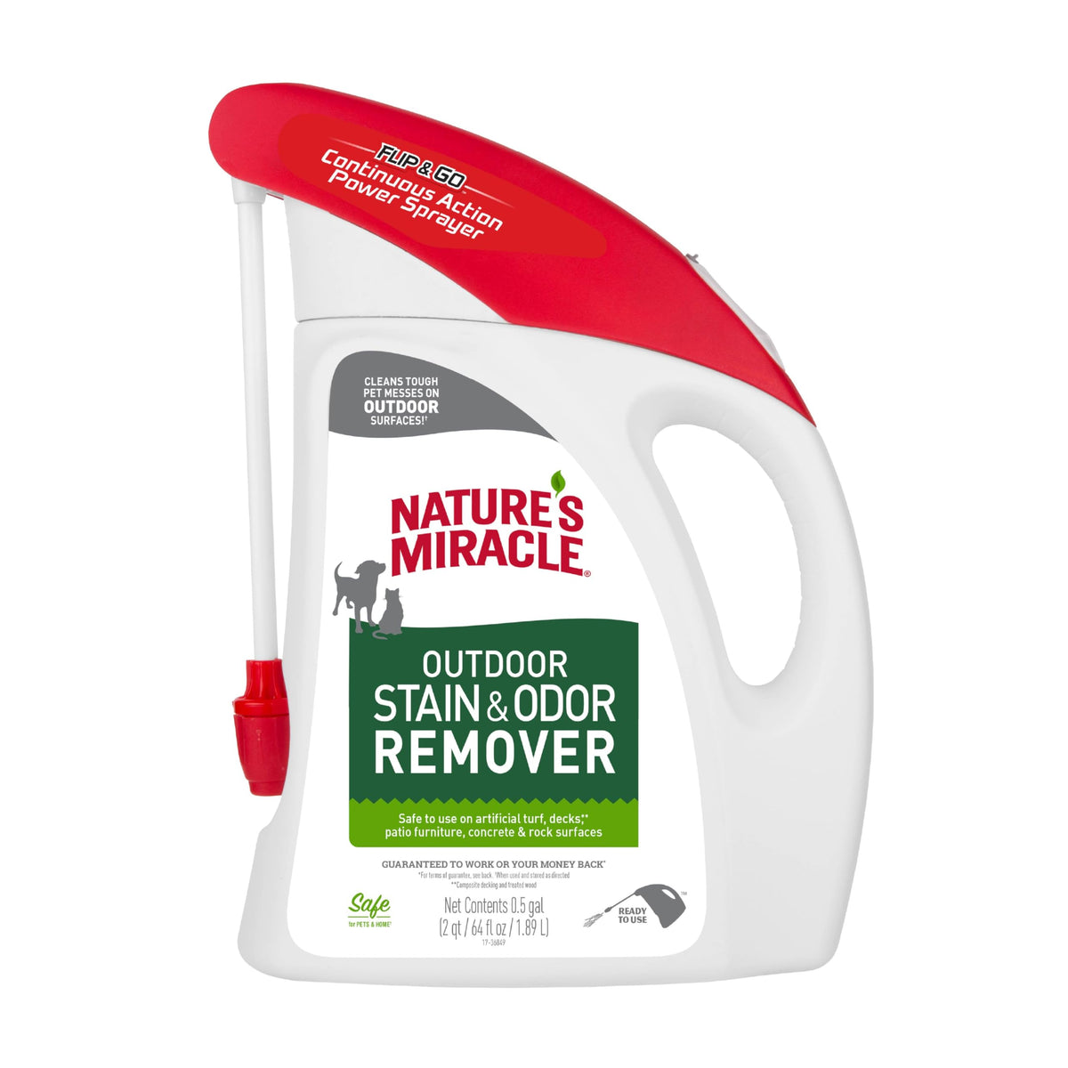 Nature’s Miracle nettoyant extérieurs sur bouteille prêt à l’emploi pour taches et odeurs.