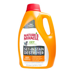 Nature’s Miracle Set-In Stain Destroyer, bouteille 1 galon, combat les taches tenaces sur tapis.