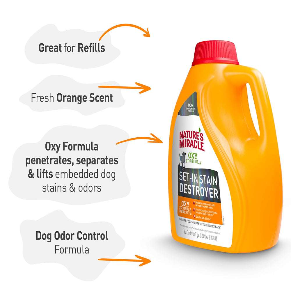 Nature’s Miracle Set-In Stain Destroyer, nettoie tissus et meubles grâce à la technologie oxygène.