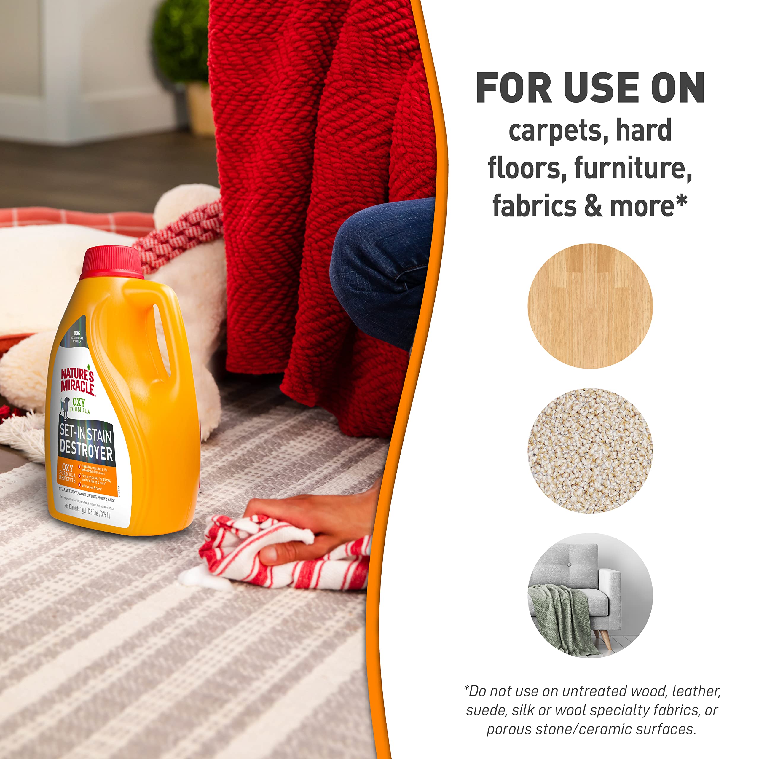 Nature’s Miracle Set-In Stain Destroyer, utilisation sûre autour des animaux selon les instructions.