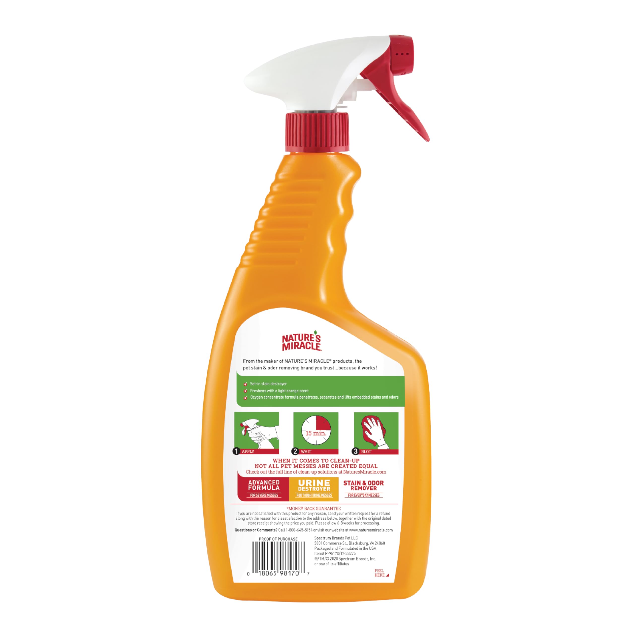 Nature's Miracle Oxy – démonstration sur tapis, élimine les taches incrustées.