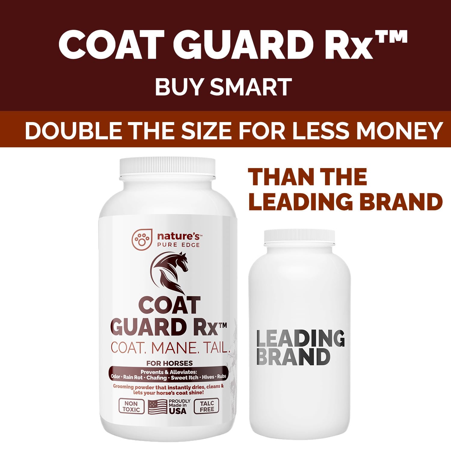 Application de poudre Coat Guard Rx sur le pelage pour une protection légère et agréable.