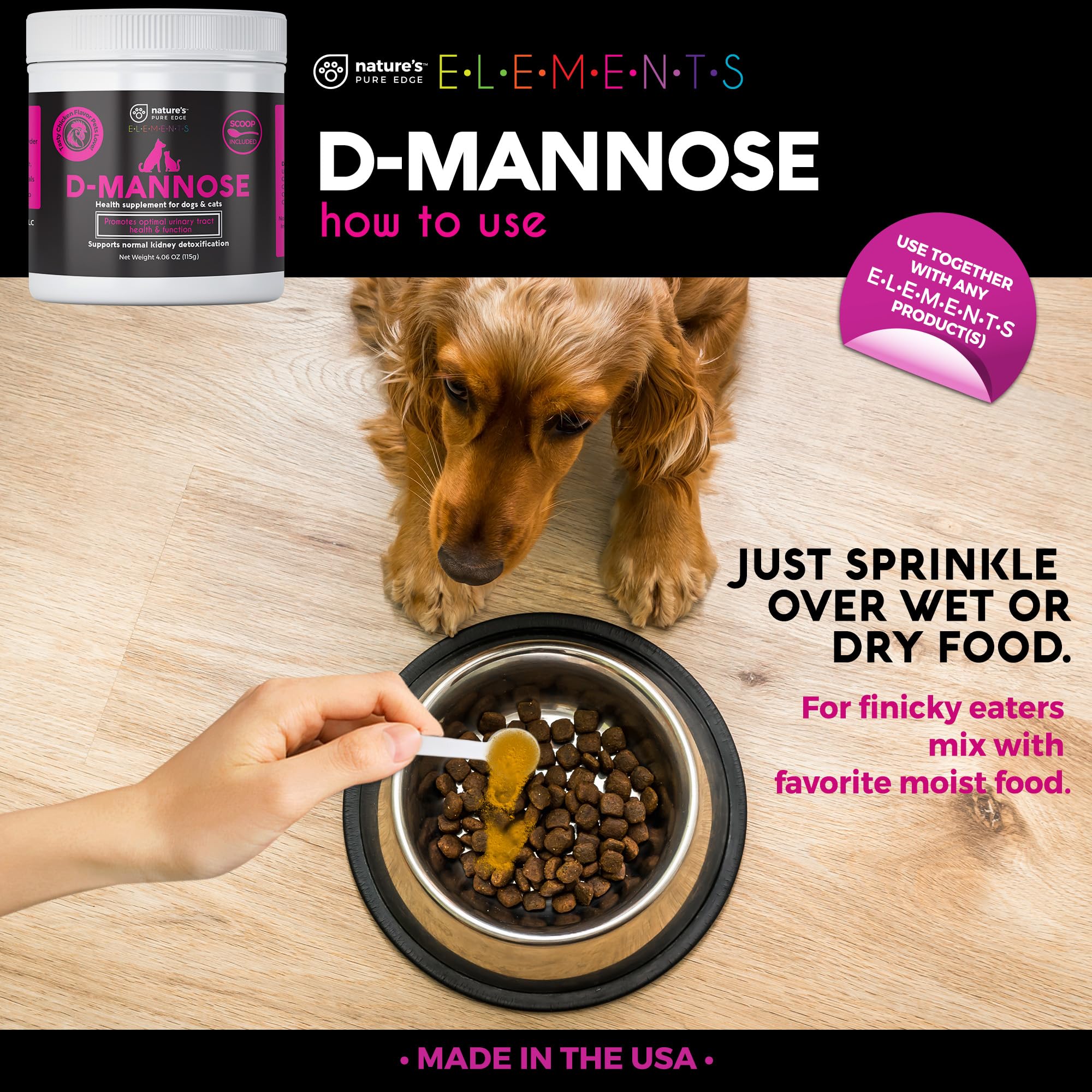 Nature's Pure Edge D-Mannose au poulet, guide rapide d'utilisation.