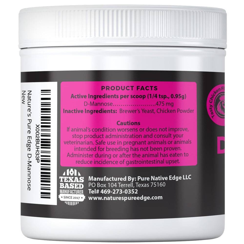 Nature's Pure Edge D-Mannose au poulet, icône prébiotique soutien digestif.