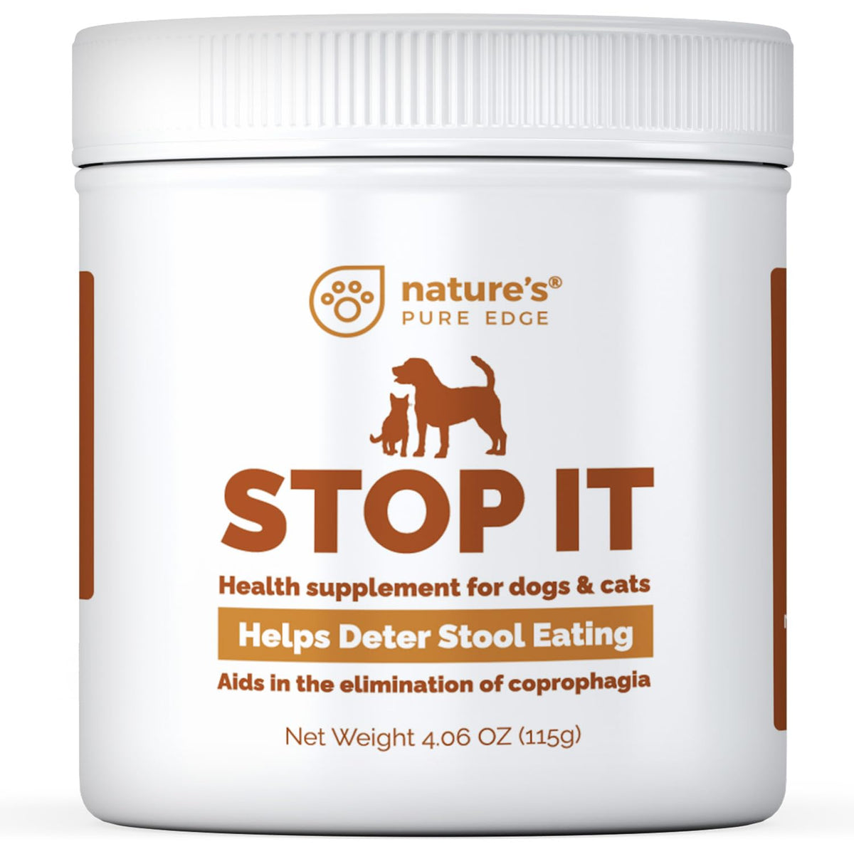 Nature's Pure Edge Stop Coprophagie : bouteille 230 cuillères pour chiens, outil pratique.