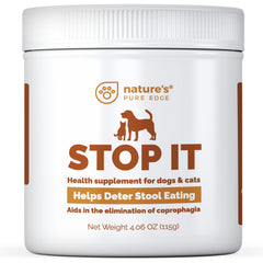 Nature's Pure Edge Stop Coprophagie : bouteille 230 cuillères pour chiens, outil pratique.