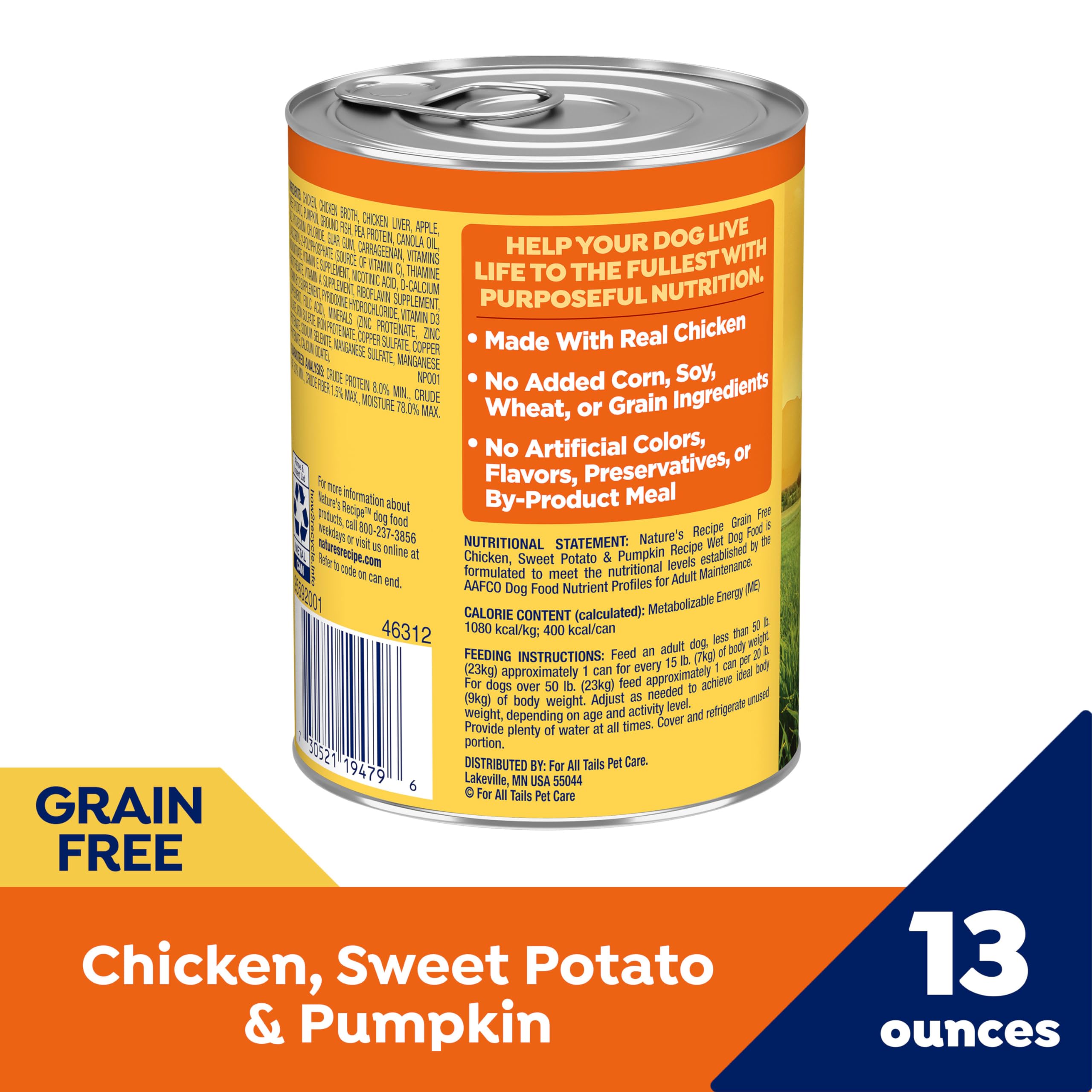 Nature’s Recipe – patate douce et citrouille, nutriments naturels et saveur agréable.