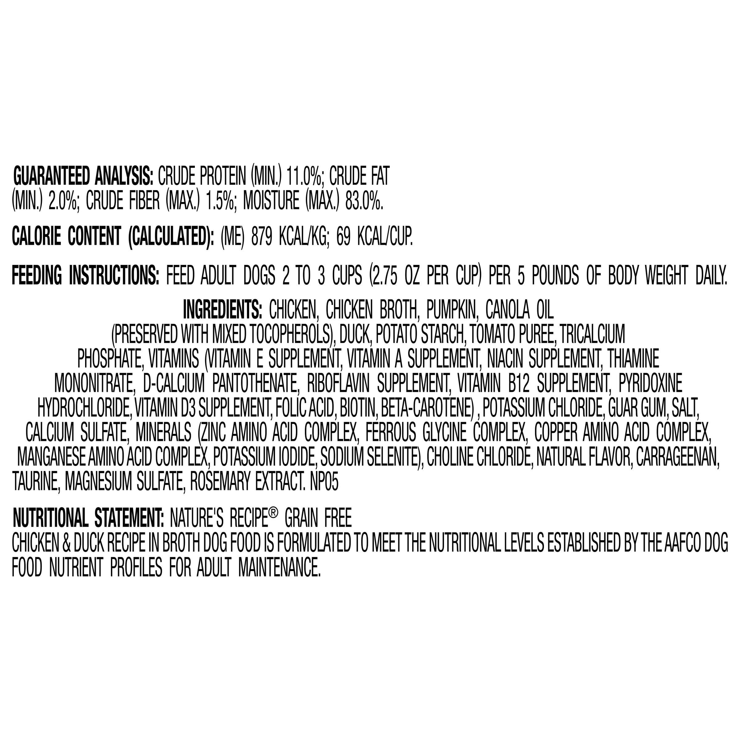 Nature's Recipe bouillon et morceaux tendres poulet canard, texture agréable