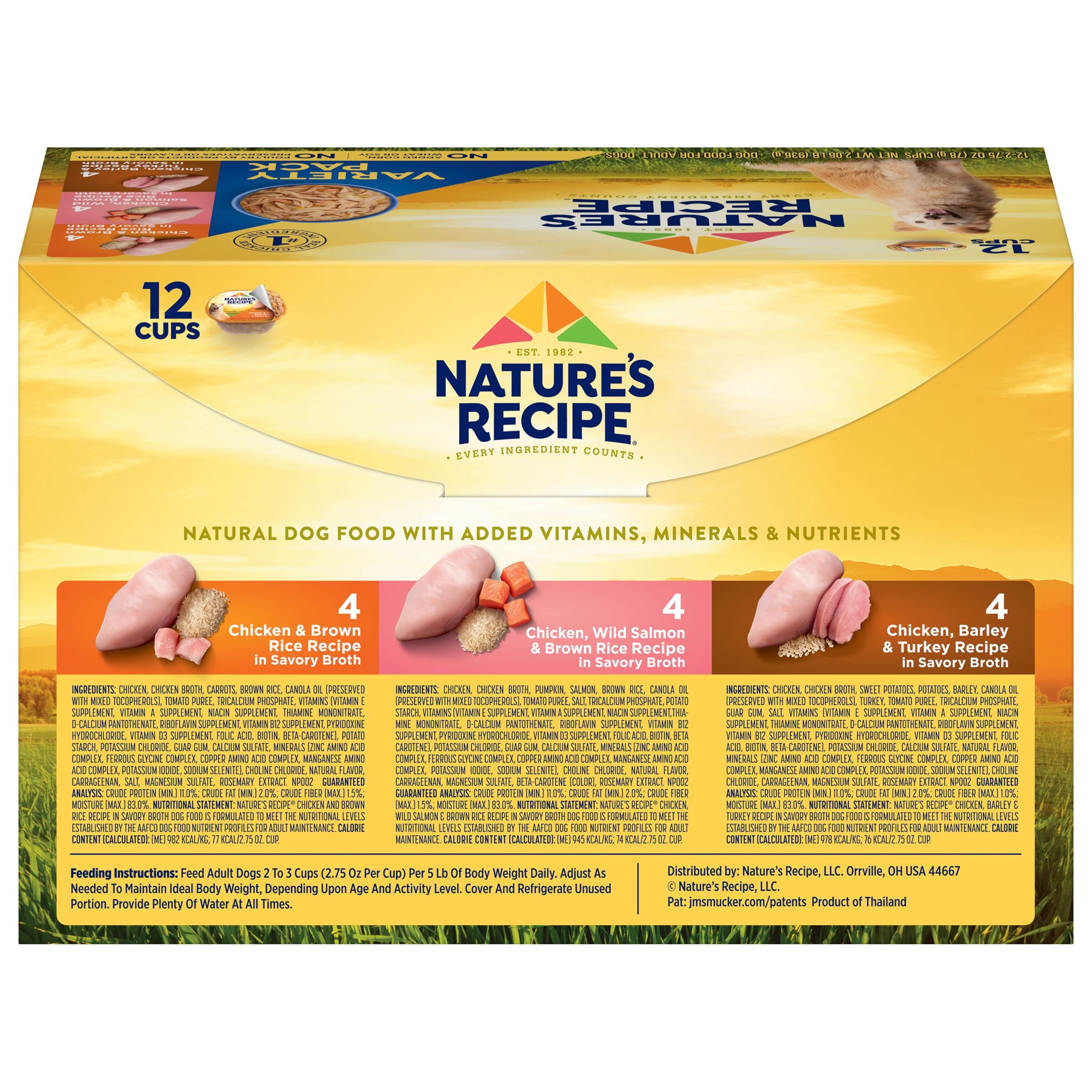 Nature's Recipe tasse poulet, repas facile à servir pour chien.