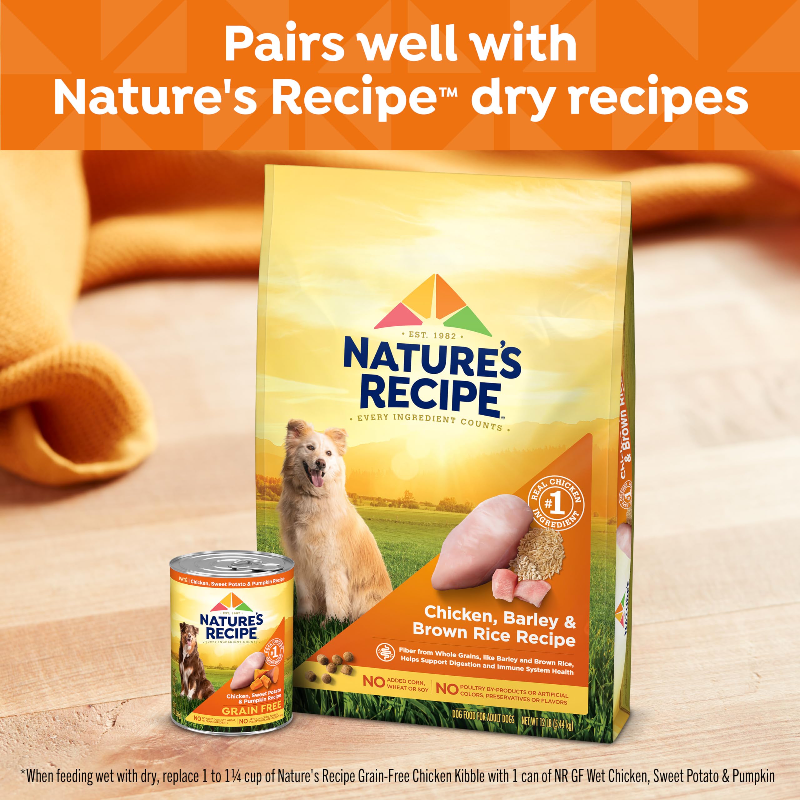 Nature’s Recipe – poulet réel comme ingrédient principal, repas équilibré.