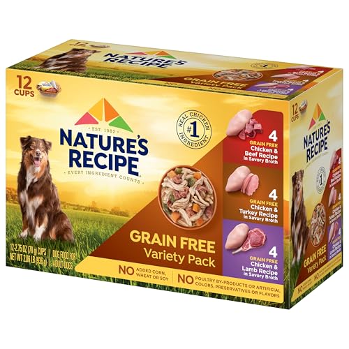 Nature’s Recipe: poulet-dinde sans cereales en bouillon, repas pratique pour chien