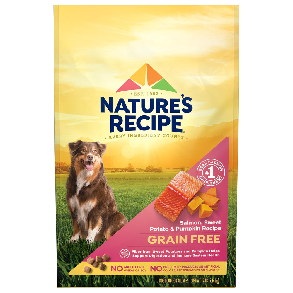 Nature's Recipe sans cereales saumon et patate-douce en sac 12-lb.