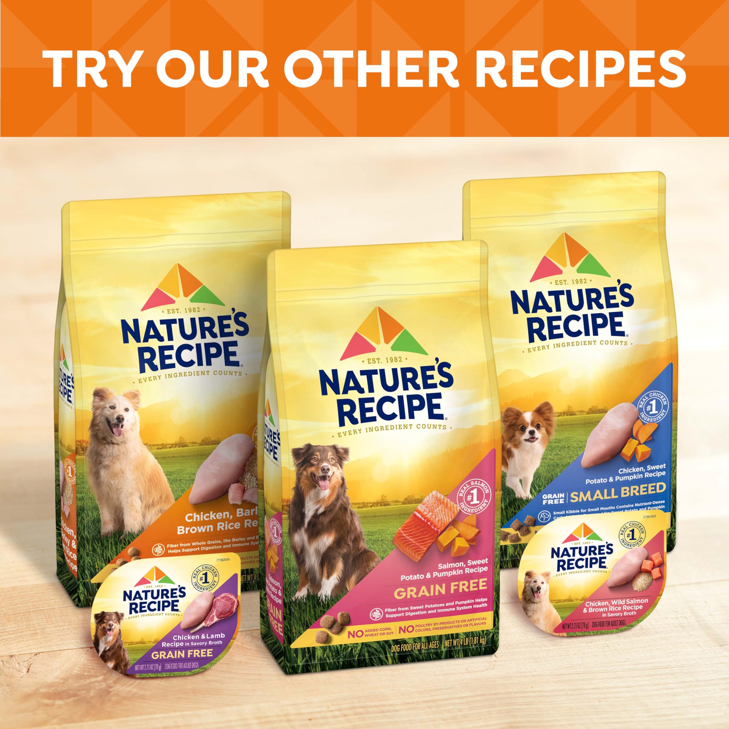 Nature's Recipe sac de 4 lb, pratique pour repas réguliers.