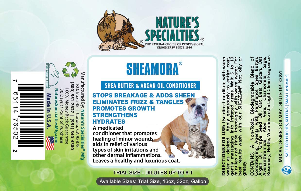 Sheamora sur pelage: brillance naturelle sans gras après application.