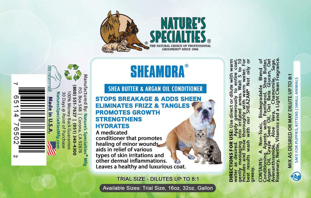 Sheamora sur pelage: brillance naturelle sans gras après application.