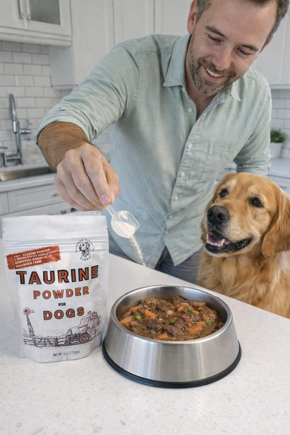 Taurine pour muscles et énergie, utilisation simple après repas.