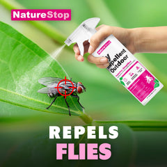 NatureStop Repulsif Mouches Spray Patio: usage rapide sur terrasse.
