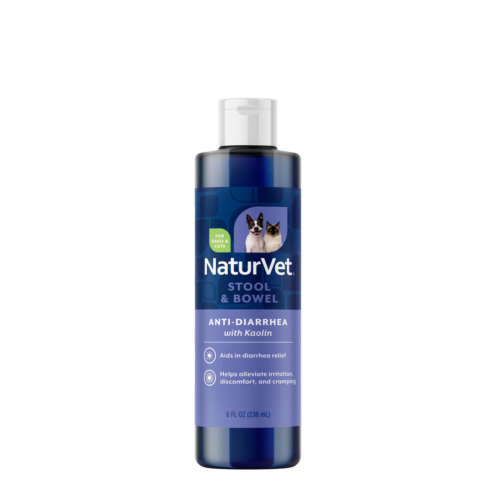 NaturVet Anti-Diarrhée Liquide en bouteille pour chiens et chats, soutien digestif.