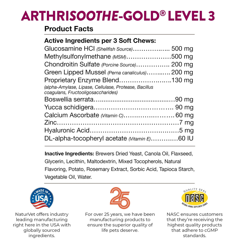 NaturVet ArthriSoothe-Gold goût naturel apprécié par les chiens.