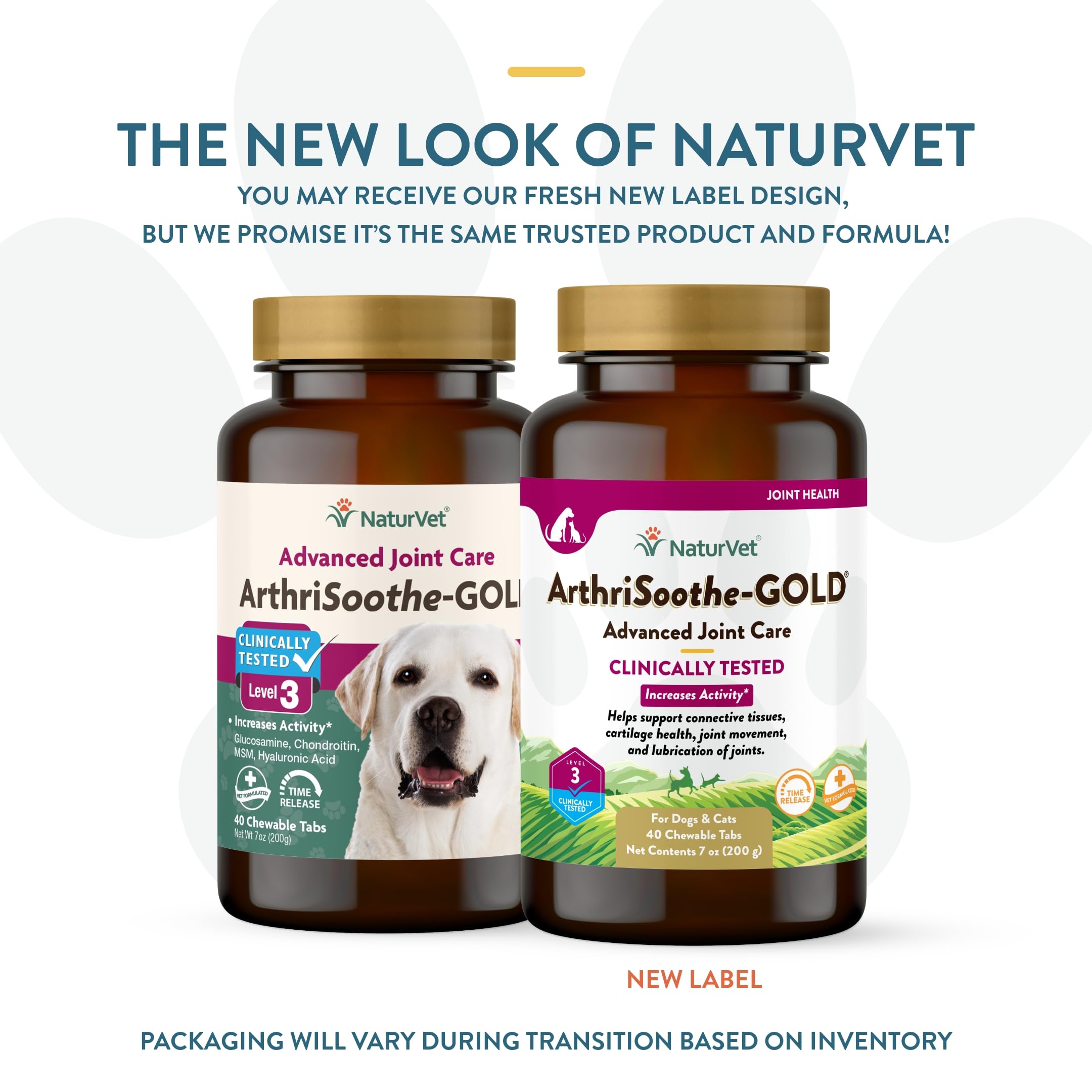 NaturVet ArthriSoothe-Gold Niveau 3 tablettes à mâcher savoureuses pour routine.