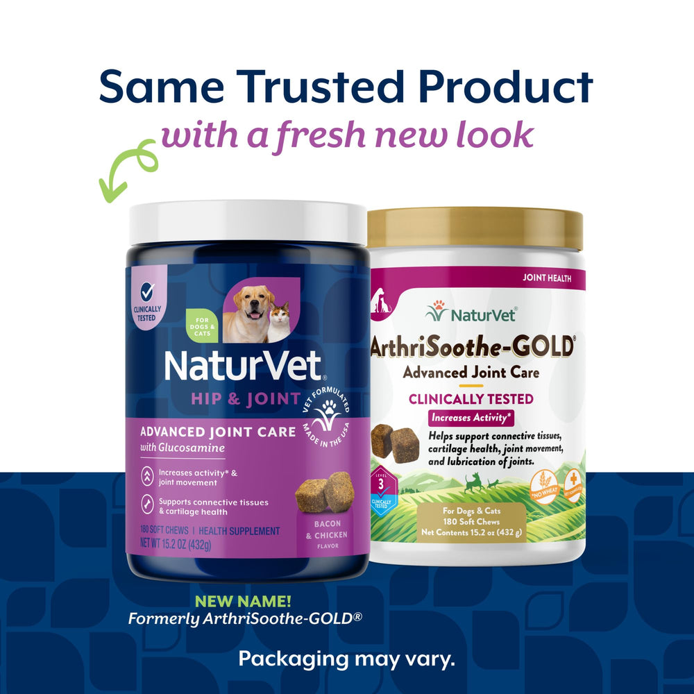 NaturVet ArthriSoothe-Gold – tablettes à libération prolongée, maintien de la mobilité articulaire.