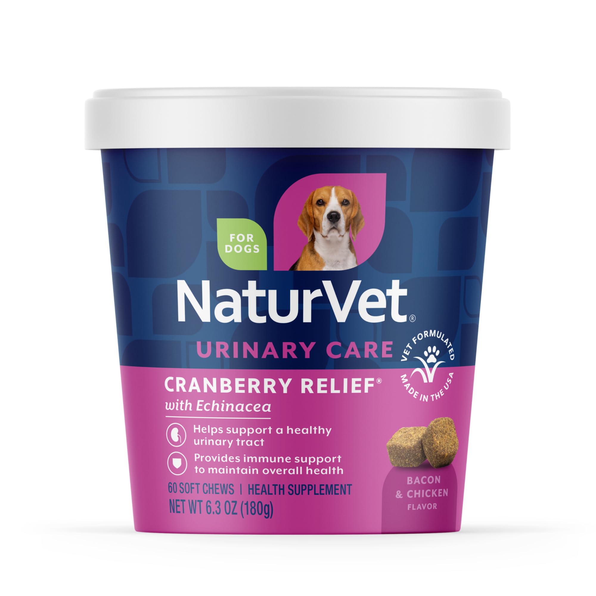 NaturVet Cranberry Relief Plus Echinacea: bouteille ouverte, soutien urinaire potentiel pour chiens.