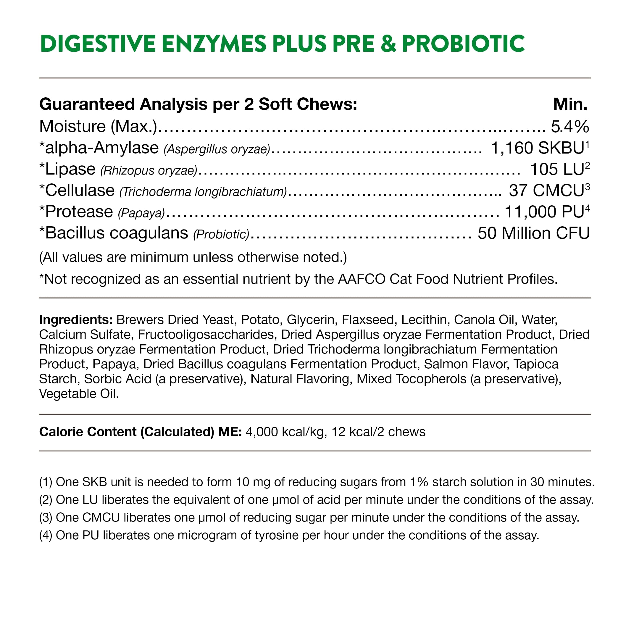 NaturVet Digestive Enzymes Plus Probiotic, friandises-chat, énergie grâce à une meilleure utilisation des nutriments.