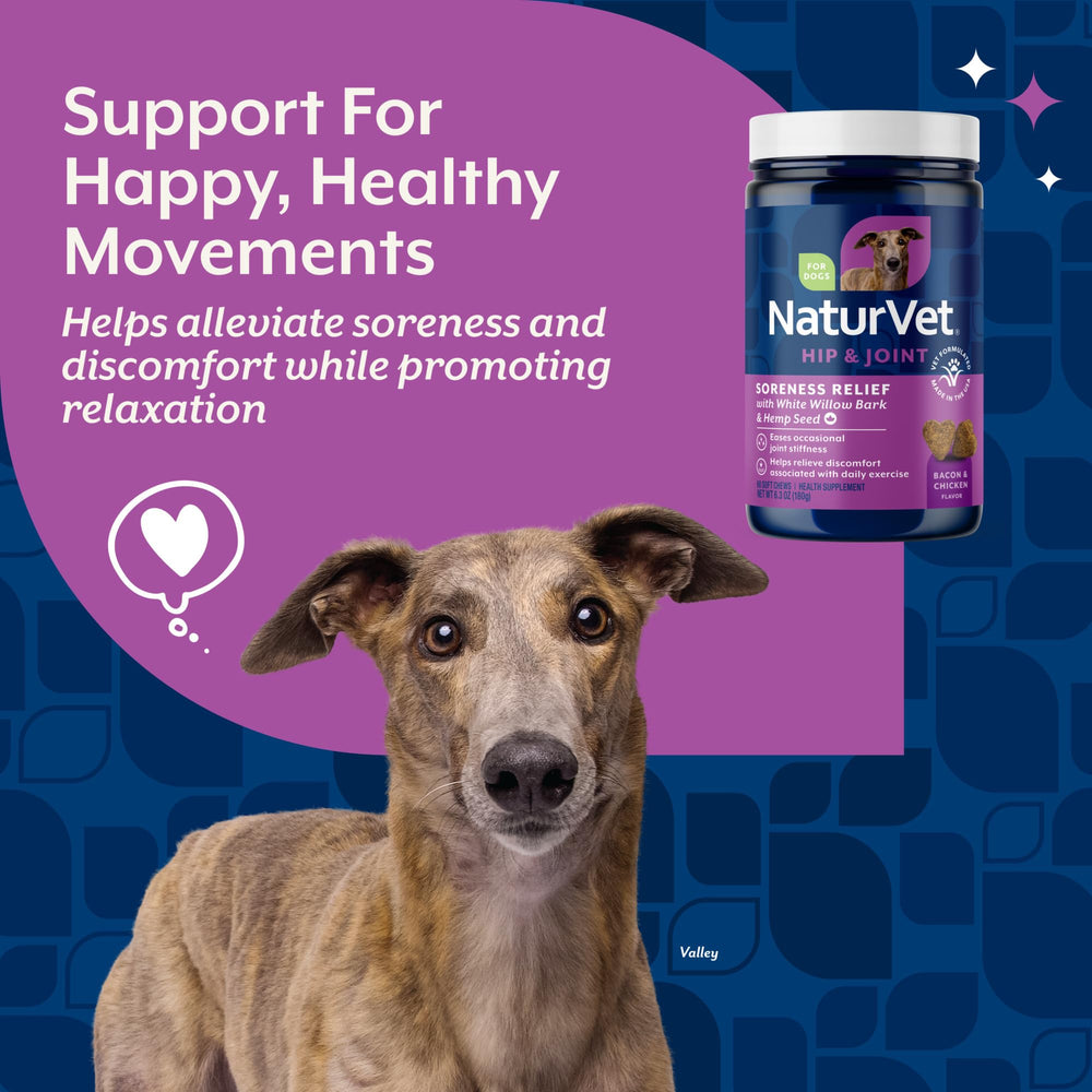 Friandises molles NaturVet pour chiens avec chanvre, goût agréable.