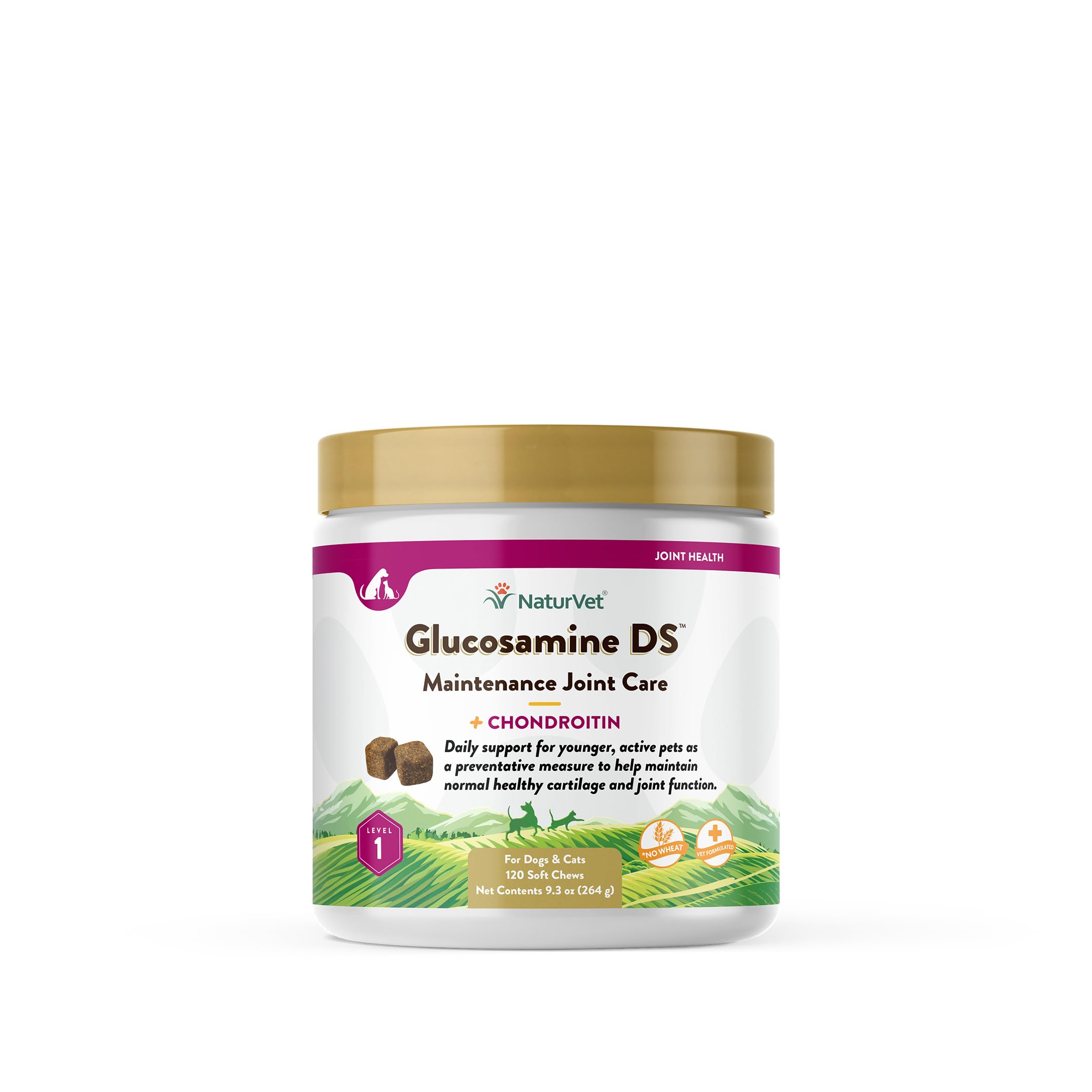 NaturVet Glucosamine DS Niveau 1 : friandises molles pour soutenir les articulations.