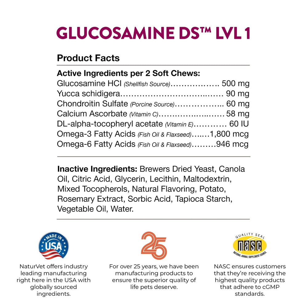 NaturVet Glucosamine DS Niveau 1 : pret a l emploi pour le quotidien actif