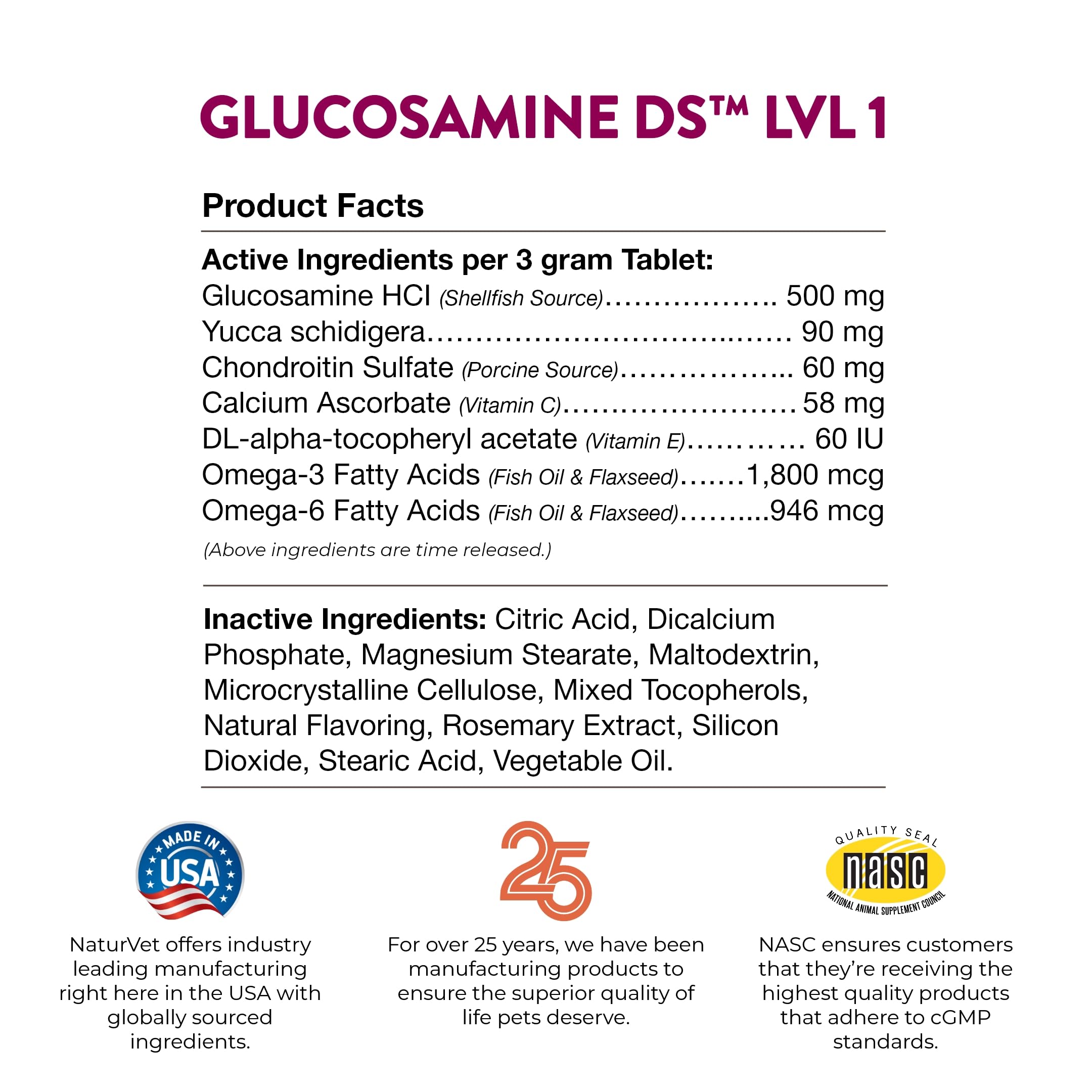 NaturVet Glucosamine DS – usage adapté aux animaux actifs.