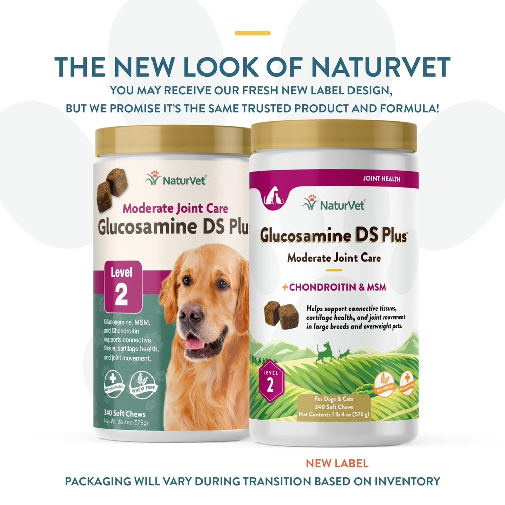 NaturVet Glucosamine DS Plus – friandises molles faciles à donner pour chiens et chats adultes.