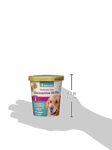 NaturVet Glucosamine DS Plus – ingrédients clés comme MSM et chondroïtine, soutien articulaire.