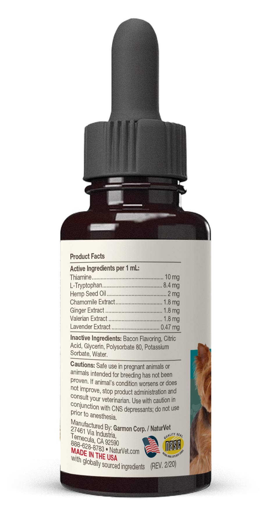 L-Tryptophane et Gingembre dans NaturVet pour soutenir le calme quotidien.