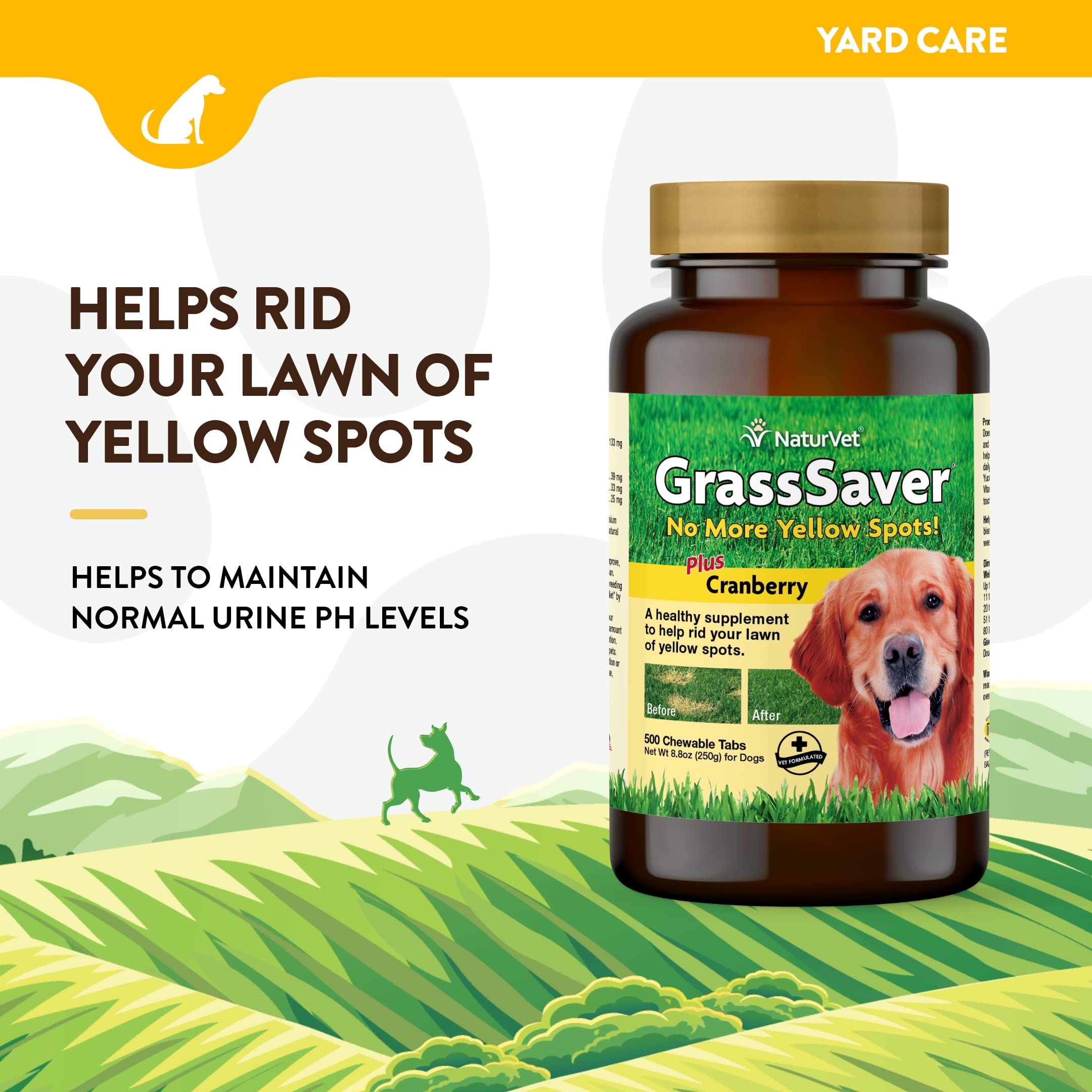 NaturVet GrassSaver bouchées molles, réconfort quotidien et pelouse non jaunie