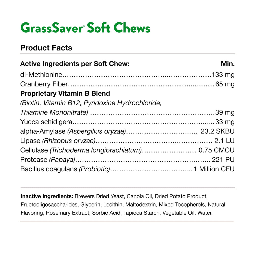 NaturVet GrassSaver – gommes souples prêtes à être données au chien.