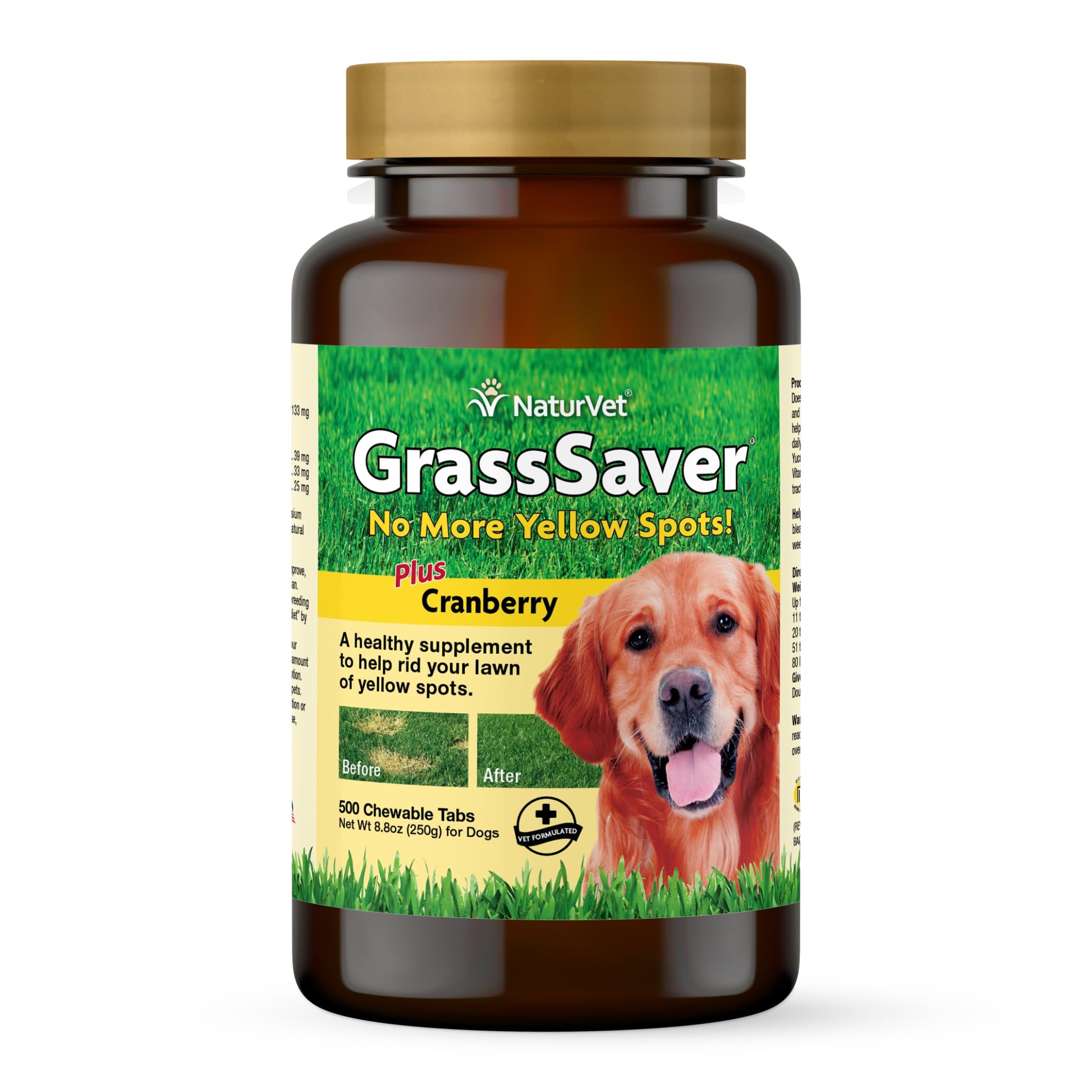 NaturVet GrassSaver tablettes pour chien, soutien digestif et pelouse plus verte