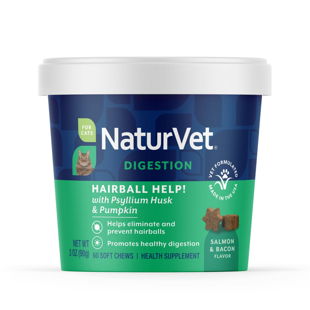 NaturVet Hairball Aid pour chats – emballage pratique pour l'utilisation quotidienne.